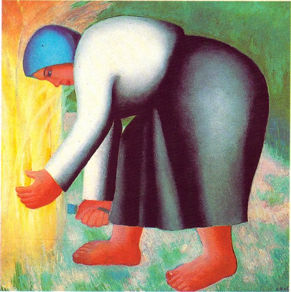 Жница. 1928—1932. Фанера, масло. 72,4×72 см. Государственный Русский музей, Санкт-Петербург