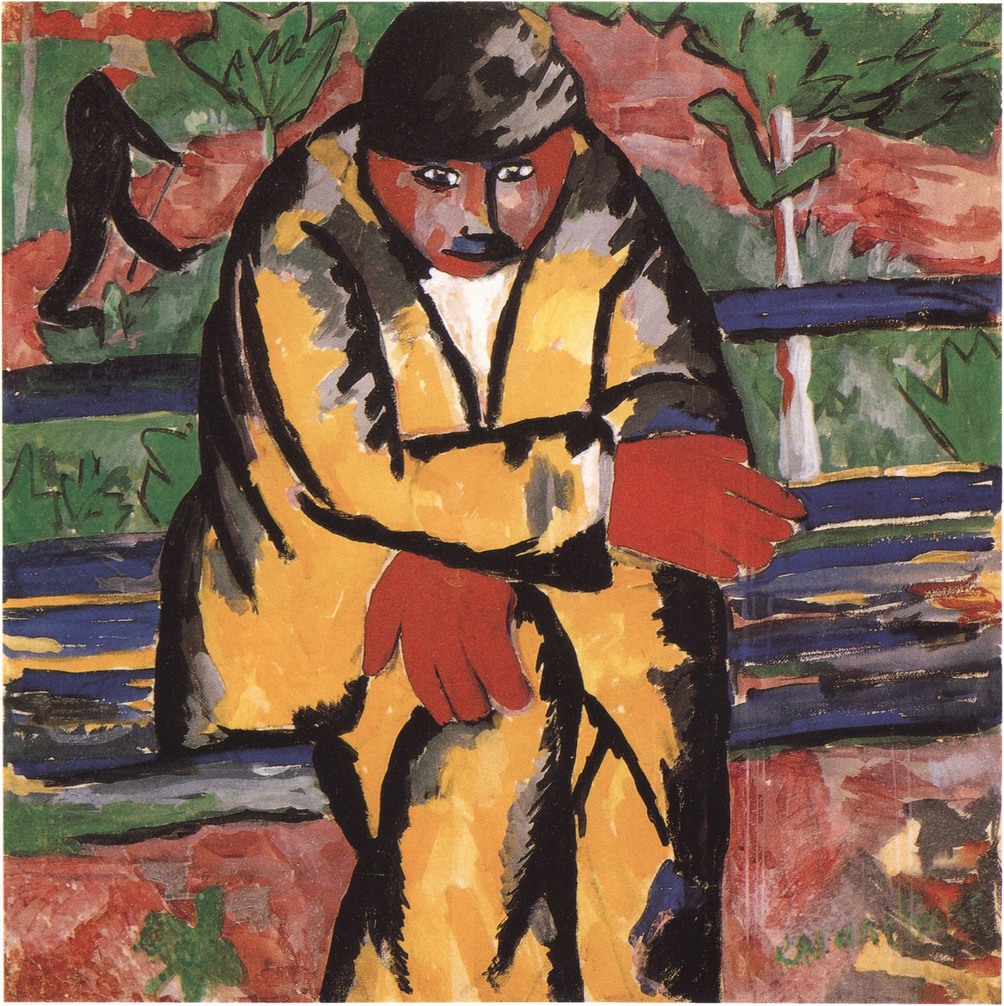 На бульваре. Ок. 1911. Бумага, гуашь. 72×71 см. Амстердам, Городской музей На бульваре. Ок. 1911. Бумага, гуашь. 72×71 см. Амстердам, Городской музей