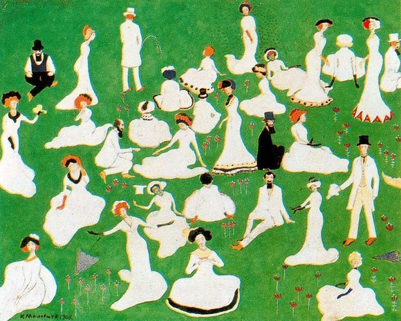 Каземир Малевич :: Отдых. Общество в цилиндрах (1908)